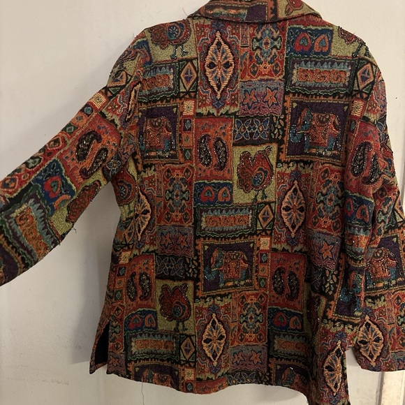 Chico's Red and Orange Blazer with Geometric Patterns - Picture 7 of 7